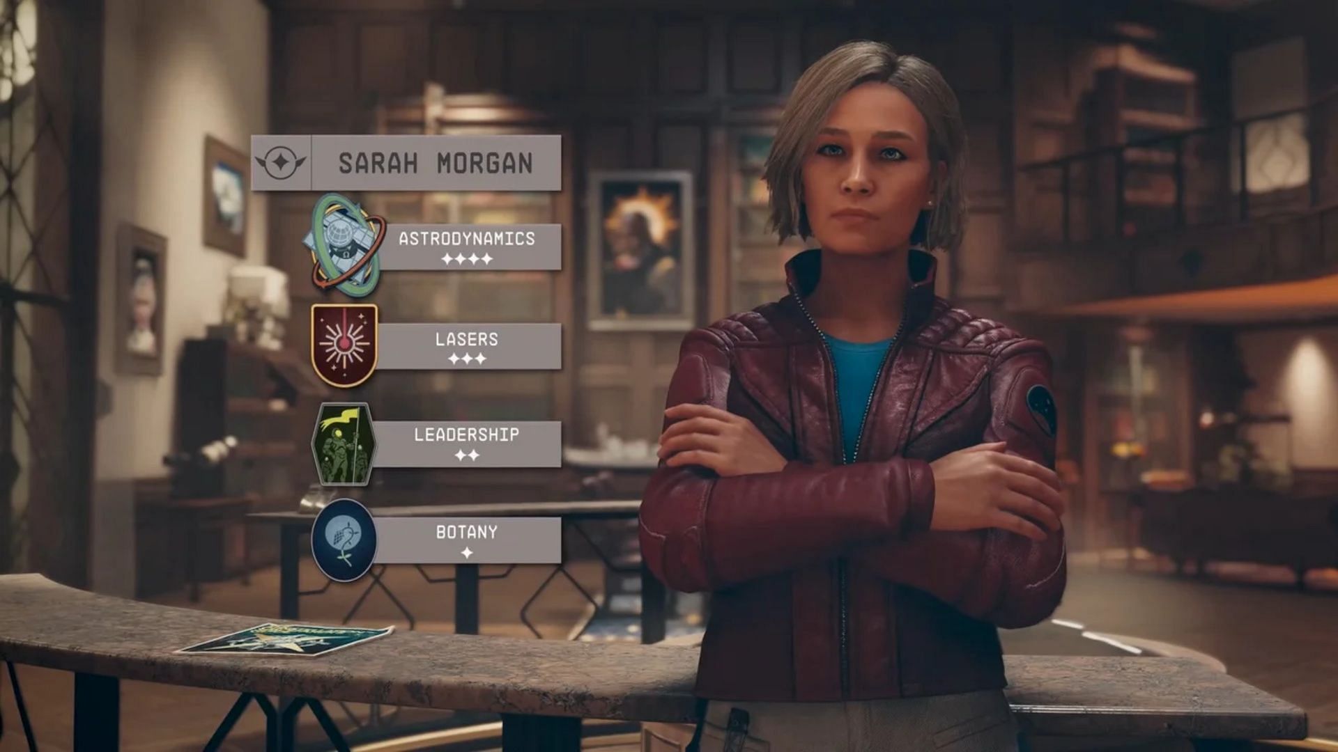 Sarah Morgan and her attributes (Image via Bethesda Game Studios)
